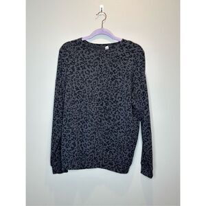 Athleta Pure Lux Gray Black Leopard Sweatshirt Size XS
